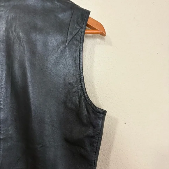 Vintage Saguaro West Black Leather Collared Zip Up Vest for Women Size Small - Picture 8 of 14